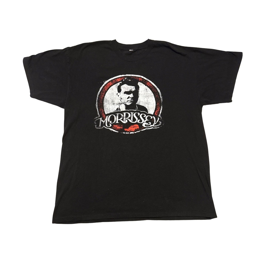 Morrissey Graphic Band T-Shirt Mens Black Short Sleeve Indie Rock Tee L XL